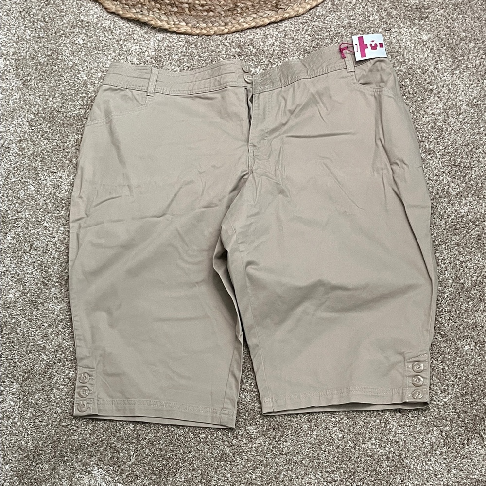 Lane Bryant Beige Flat Front Shorts